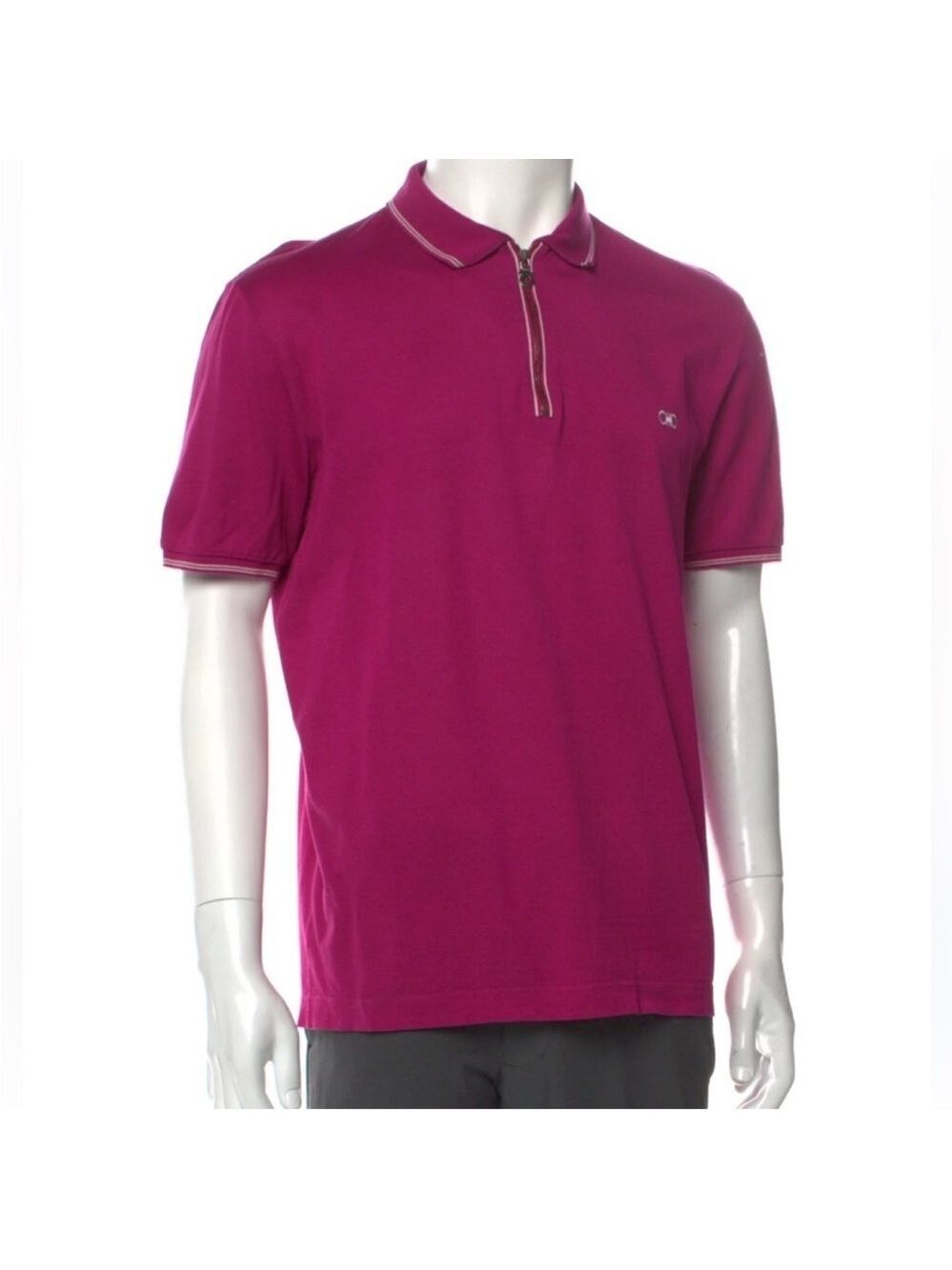 Salvatore Ferragamo Purple Polo Shirt with Zip Collar Medium